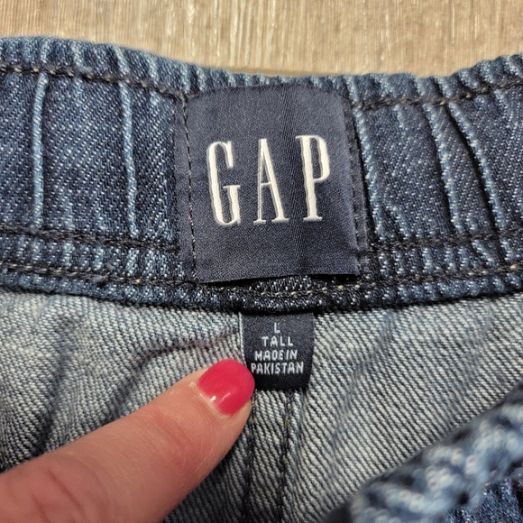 GAP Mid Rise Easy Horseshoe Jeans 12T Relaxed Barrel Leg Dark Indigo Cotton Tall - Picture 4 of 11
